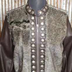 Double D Ranch Wear Leather & Faux Fur Jacket