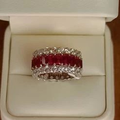 The Sparkling Spur Lab Ruby & Diamond Moissanite Band New Arrivals