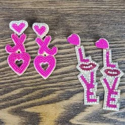 The Sparkling Spur Beaded Love & XO Earrings