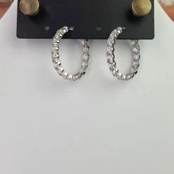 The Sparkling Spur New Arrivals Medium Oval CZ Diamond Hoop Earrings