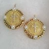 Mustard Seed Jewelry Pearl Cross Round Earrings New Arrivals