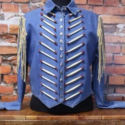 Double D Ranch Wear TIFFIANY'S CLOSET Denim Jacket With Hair Pipe Bones