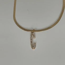 The Sparkling Spur Jewelry Rhinestone Initial On Snake Chain Necklace (Variety)