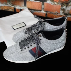 Gucci TIFFIANY'S CLOSET Glitter Web Sneaker With Studs