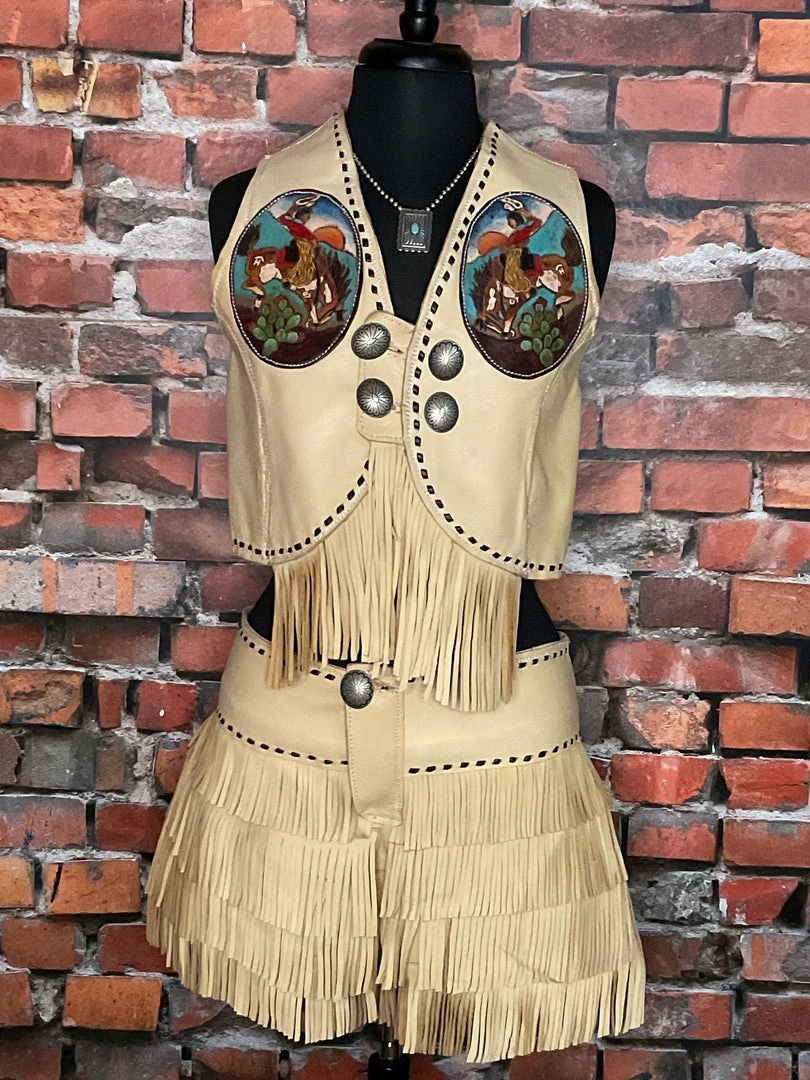 Discount ⭐ Designs By Triesta Fringed Leather Vest & Skort TIFFIANY'S CLOSET ❤️ 3 Designs By Triesta Fringed Leather Vest & Skort TIFFIANY'S CLOSET