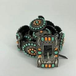 A. CADMAN Green Turquoise & Coral Belt