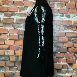 Vintage Collection Beaded & Embroidered Feather Cold Shoulder Tunic TIFFIANY'S CLOSET