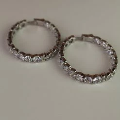 The Sparkling Spur Large Oval CZ Diamond Hoop Earrings