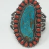 Mike Platero Turquoise & Red Coral Cuff Jewelry