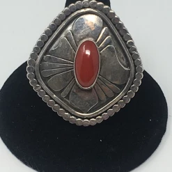 The Sparkling Spur Jewelry Red Coral And Sterling Silver Ring
