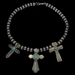The Sparkling Spur Navajo Pearl Necklace With 3 Crosses Jewelry