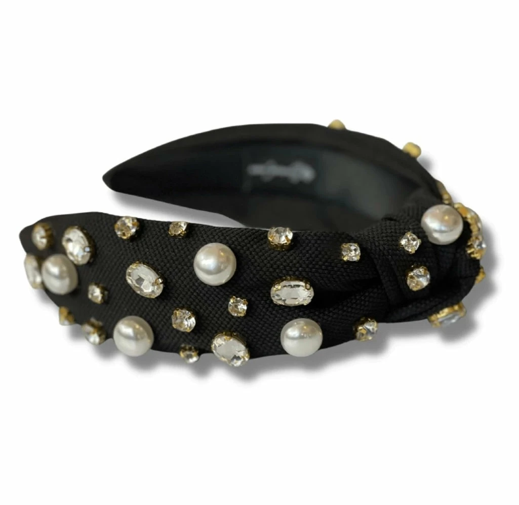 Cheap ๐งจ Brianna Cannon Hats/Headbands/Scarves/Gloves Black Twill Headband With Large Pearls And Crystals โ๏ธ 5 Brianna Cannon Hats/Headbands/Scarves/Gloves Black Twill Headband With Large Pearls And Crystals