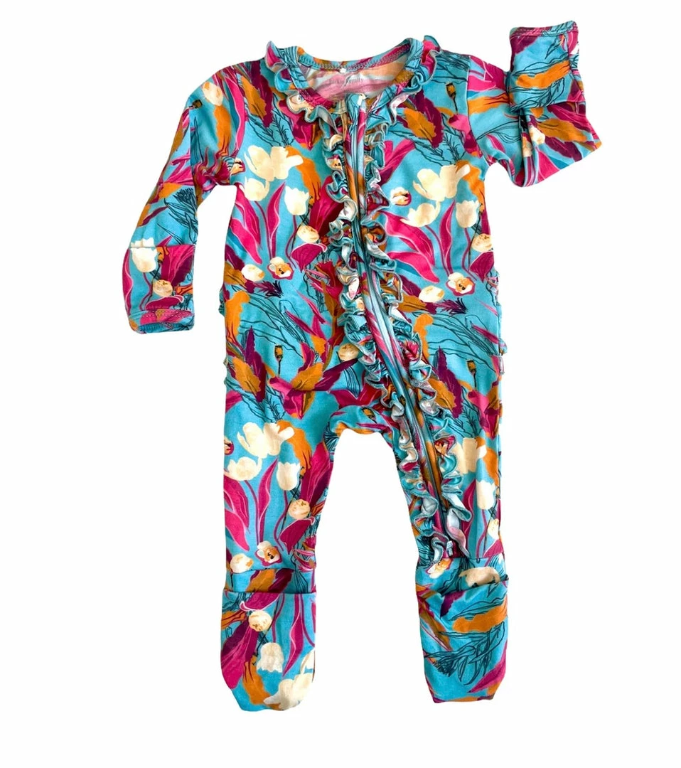 Buy ❤️ The Sparkling Spur Kids Of A King Tropical Magenta Ruffle Zip Footie 🧨 3 The Sparkling Spur Kids Of A King Tropical Magenta Ruffle Zip Footie