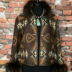 Double D Ranch - Gayle Collection TIFFIANY'S CLOSET The Coffee House Coat With Raccoon Trim