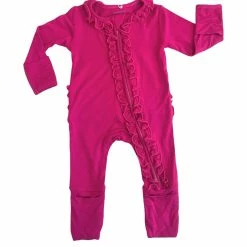 The Sparkling Spur Maui Magenta Ruffle Zip Footie