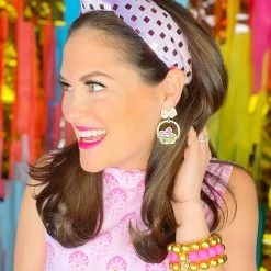 Brianna Cannon Velvet Knotted Headband With Metallic Squares New Arrivals