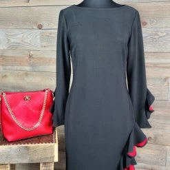 The Sparkling Spur Dresses Black & Red Ruffle Dress