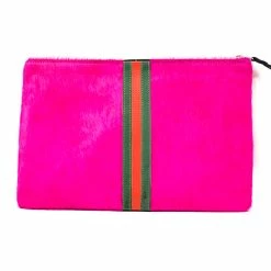 Parker & Hyde New Arrivals Hot Pink Stripe Clutch