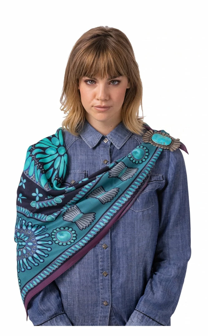 Best Pirce β€οΈ Double D Ranch - Jewelry Junket Collection Turquoise World Scarf π 4 Double D Ranch - Jewelry Junket Collection Turquoise World Scarf