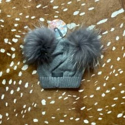 Maniere Double Raccoon Fur Baby Pom Beanie