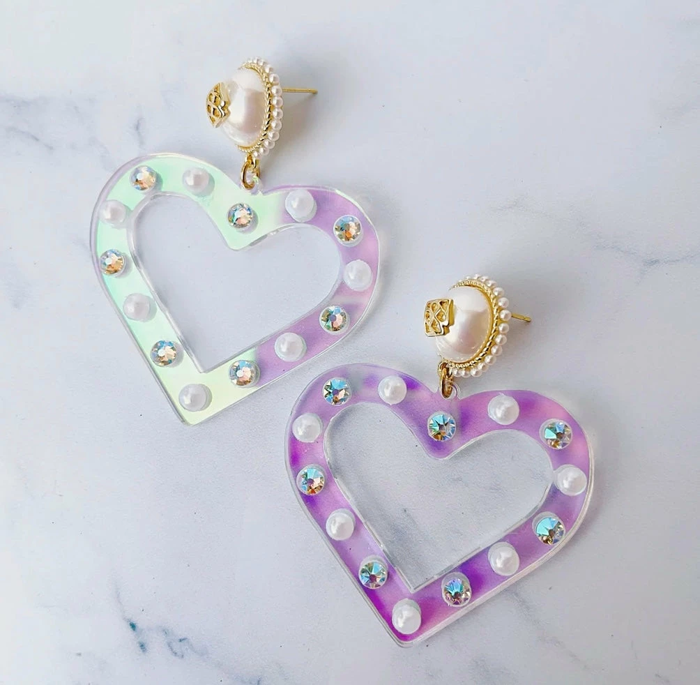 Outlet ๐ Brianna Cannon Iridescent Heart Earrings With Pearls And Crystals ๐ 3 Brianna Cannon Iridescent Heart Earrings With Pearls And Crystals