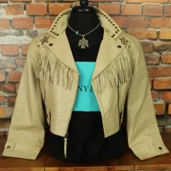 Double D Ranch Wear ButteryLeather Cropped Jacket W/beaded Flower Details TIFFIANY'S CLOSET