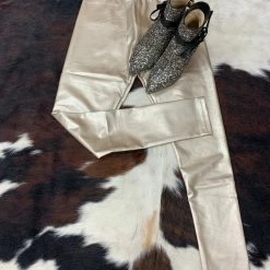 The Sparkling Spur Pleather Leggings/Gold Bottoms