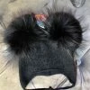 Maniere Kid's Hats Sparkly Baby Tie Hat W/Double Poms