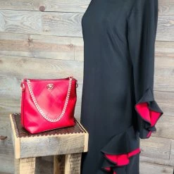 The Sparkling Spur Dresses Black & Red Ruffle Dress