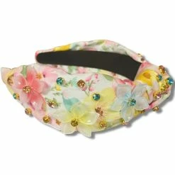 Brianna Cannon New Arrivals Spring Floral Headband With Beaded Flowers And Crystals