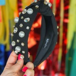 Cheap ๐งจ Brianna Cannon Hats/Headbands/Scarves/Gloves Black Twill Headband With Large Pearls And Crystals โ๏ธ 9 Brianna Cannon Hats/Headbands/Scarves/Gloves Black Twill Headband With Large Pearls And Crystals