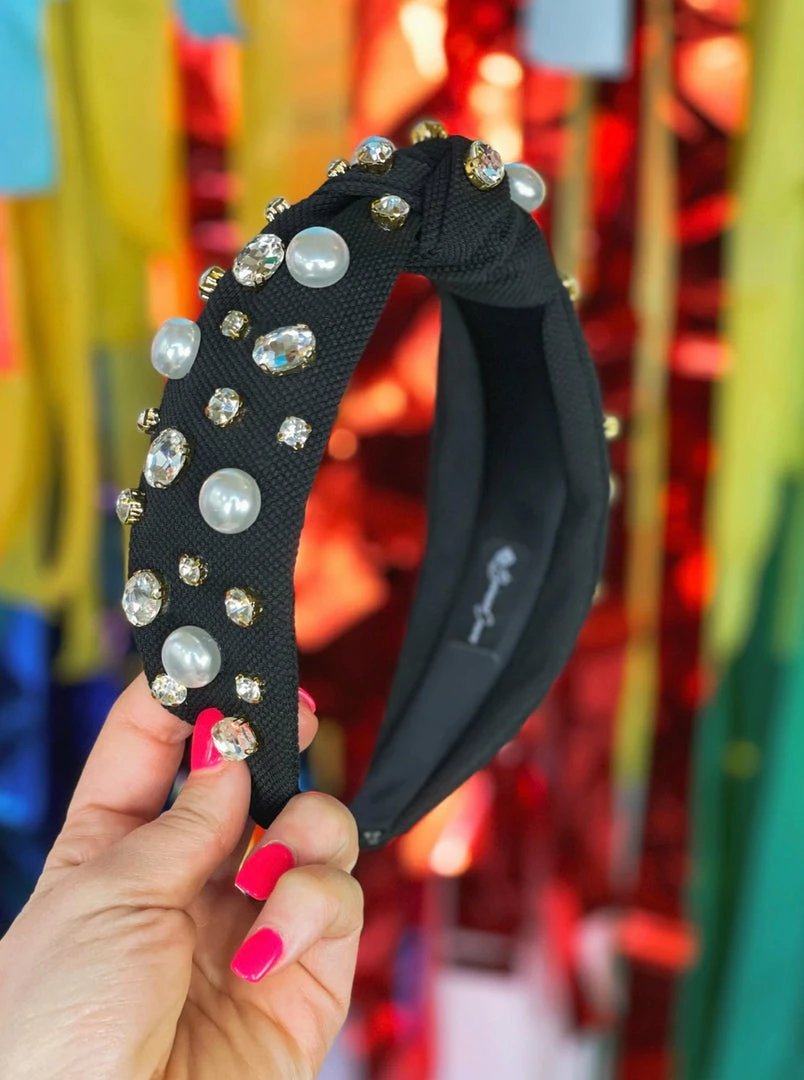 Cheap ๐งจ Brianna Cannon Hats/Headbands/Scarves/Gloves Black Twill Headband With Large Pearls And Crystals โ๏ธ 6 Brianna Cannon Hats/Headbands/Scarves/Gloves Black Twill Headband With Large Pearls And Crystals